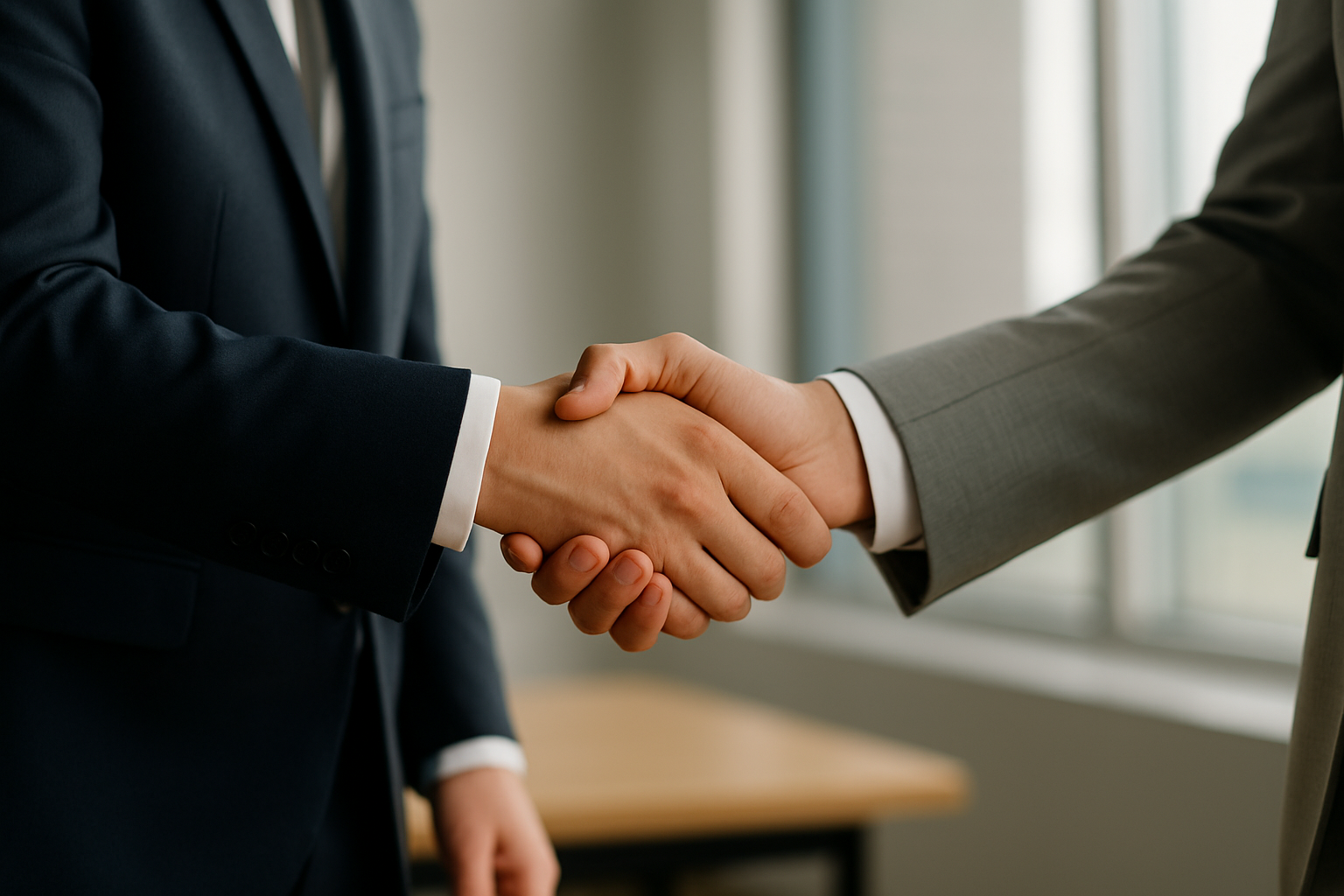 Close-up of business handshake representing partnership and trust